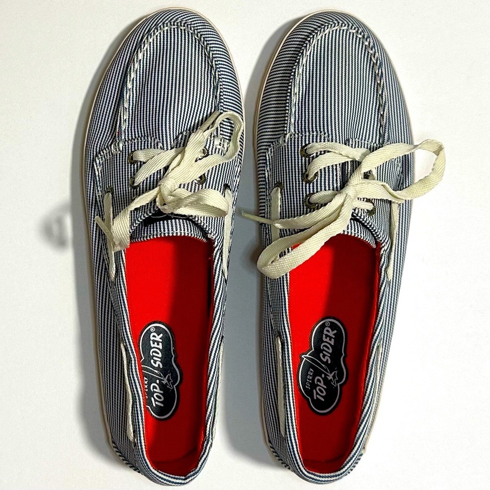 Sperry Top-Sider Blue and White Striped Boat Shoes New Women's Size‎ 8.5M Summer - Picture 9 of 15